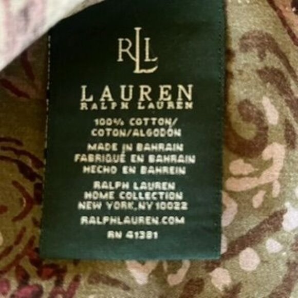 Vtg Ralph Lauren Hayden Paisley King Pillow Shams (2) Cotton Velvet Edging - Picture 3 of 4